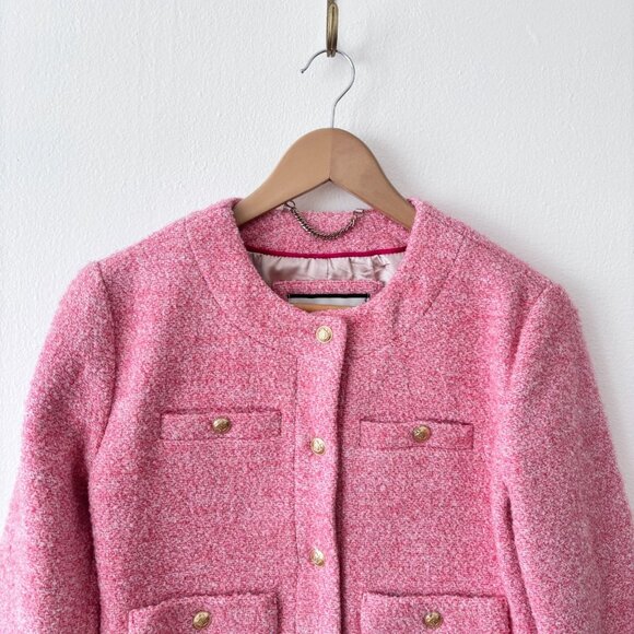 J. Crew Collection Cropped Lady Jacket in Italian Wool-blend Bouclé Pink - Picture 6 of 9